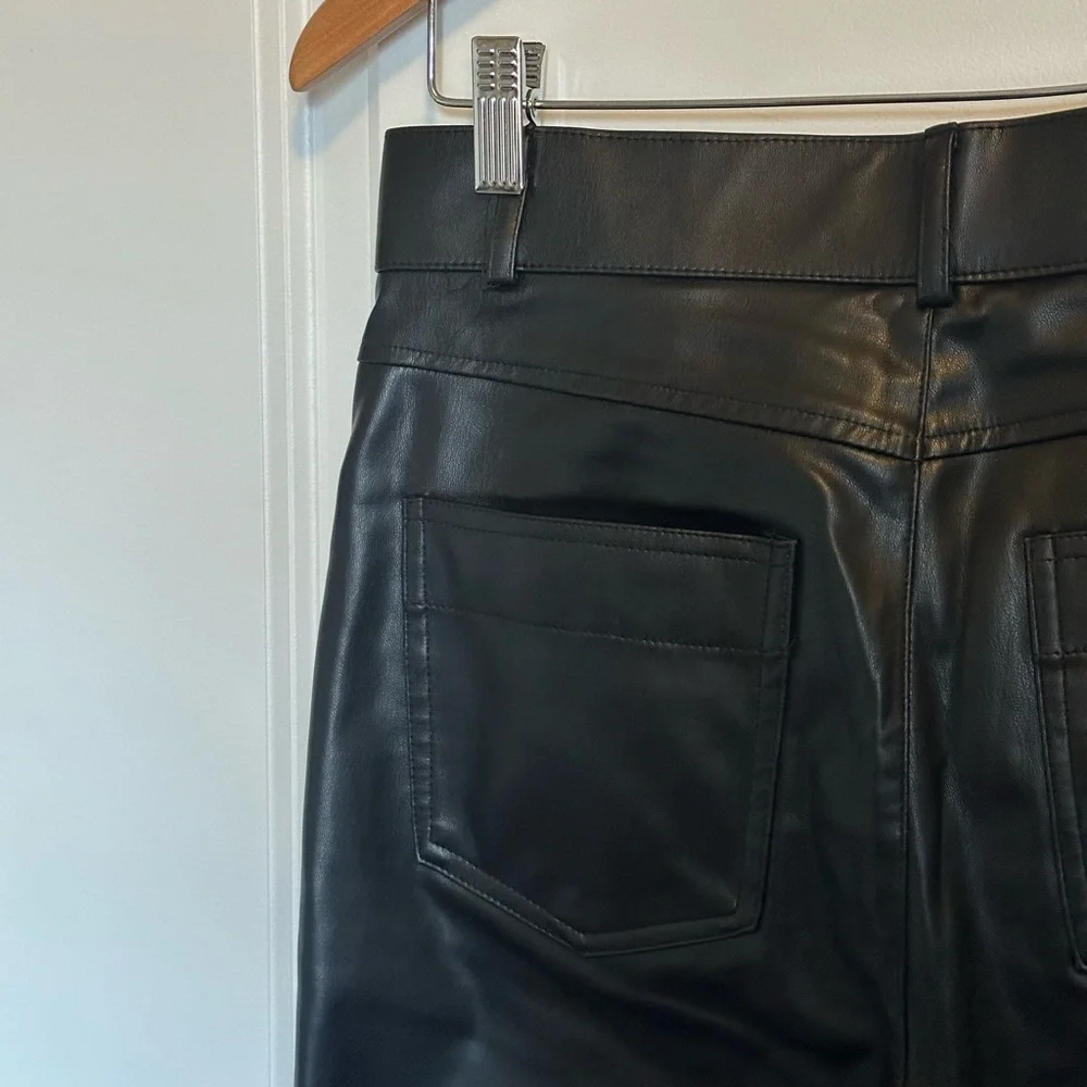 Zara Black Faux Leather Flared Pants - Picture 4 of 8